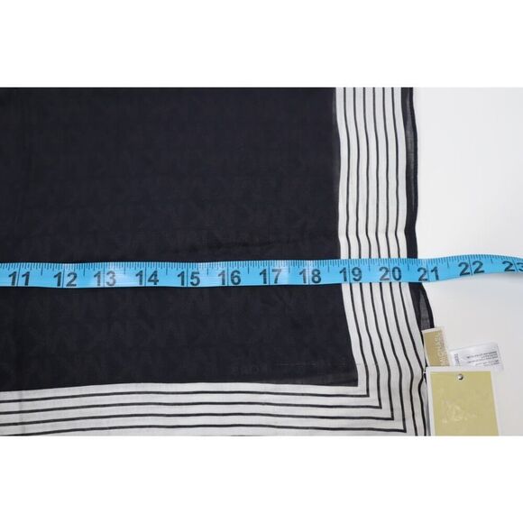 Michael Kors Black and White MK Logo Square Scarf - Picture 7 of 8